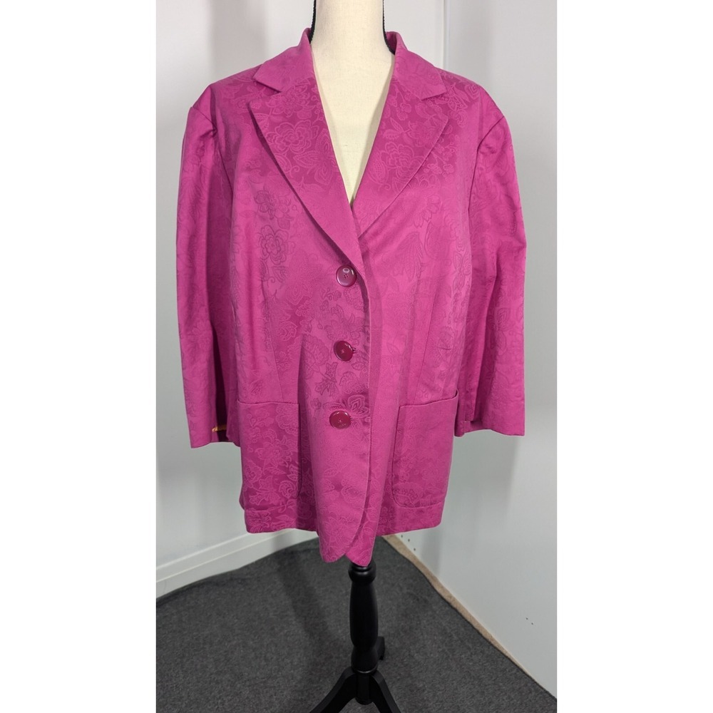 Dana Buchman Blazer Women's 20 Pink Jacket Old Money Chic Retro Glam Floral Y2K